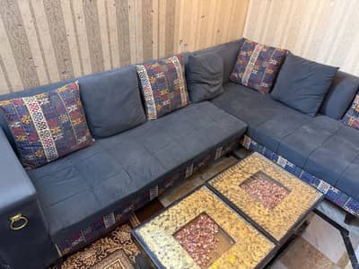 L shape sofa with table , 5 seater sofa with table