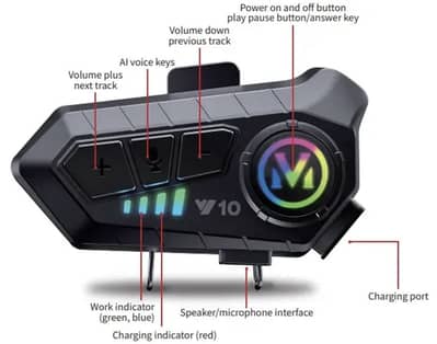 Helmet Bluetooth v10 2000mah battery