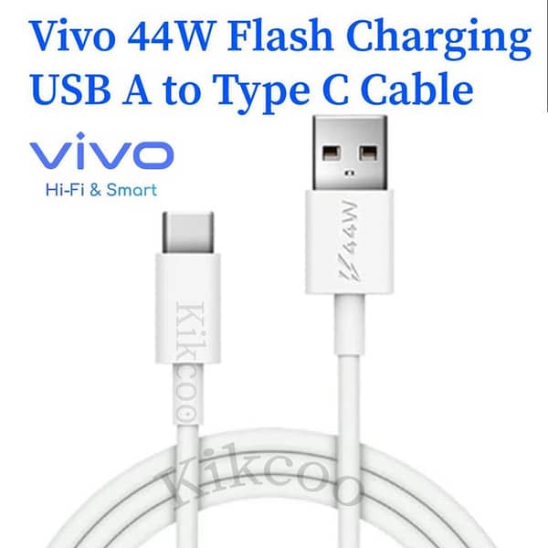 Original 100% Vivo 44w Flash charging Cable | Vivo USB A to Type C Cable | Vivo USB A toType C Cable for V20 Se V19 V20 V23 V23e V21 V21e V17 Pro X50 Pro X60
