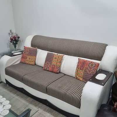 6-Seater Sofa & 6-Seater Glass-Top Dining Table for Sale