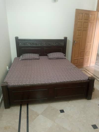Solid Wood King Size Bed Set with bedside tables