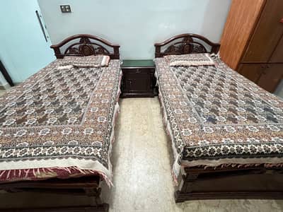 Single bed set 2 piece pure wood