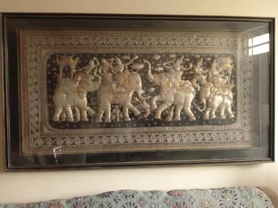 Handcrafted Thai Elephant Silver Artwork Frame – Antique Wall Decor