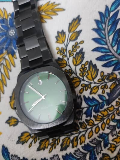 black metal watch
