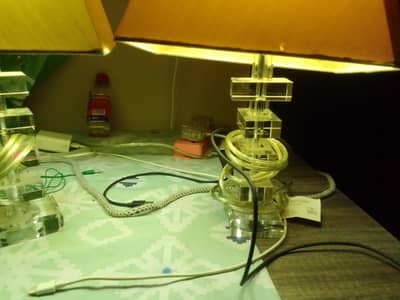 Two table lamp with made of glass
