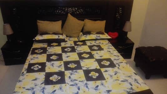 Queen Size bed with mattress along with dressing table