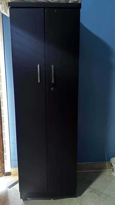 Wood Cupboard with Hanging Space and Shelves