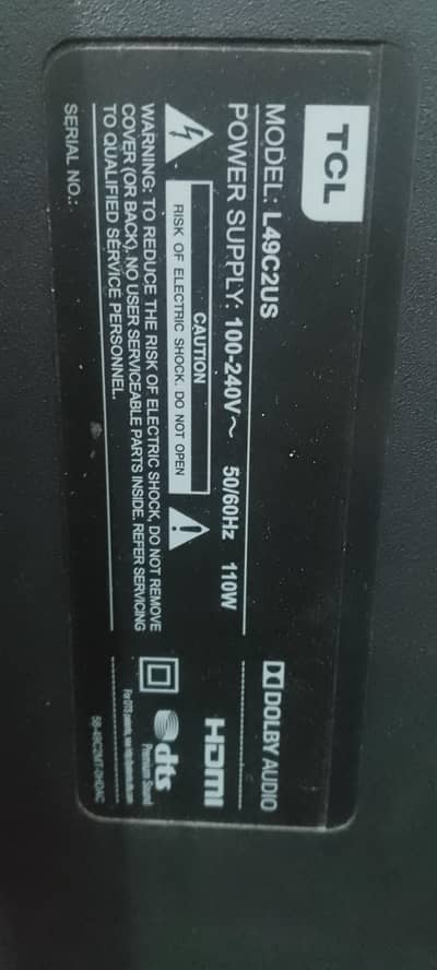TCL LED TV Anroied smart  49"  working  but koi problem he es  main