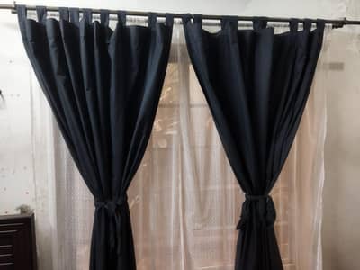 black curtains with white net  imported material
