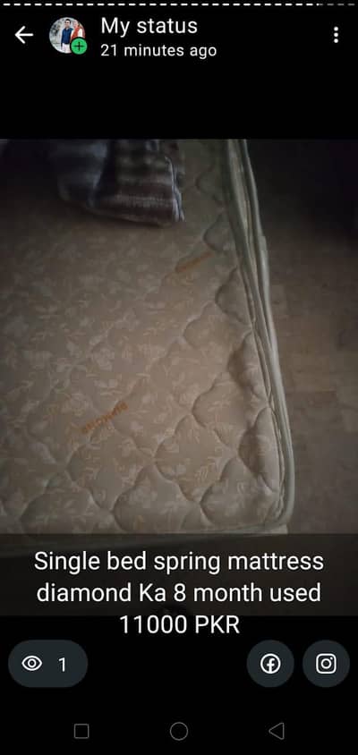 single bed string mattress 8 month used