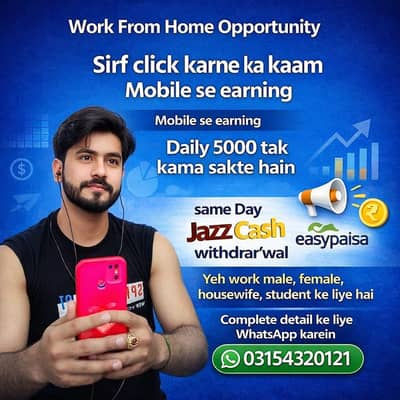100% real work from home male female ke liye