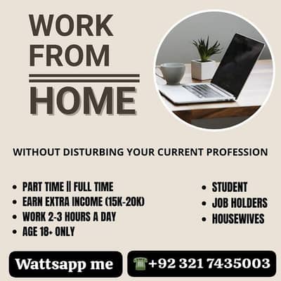 part time job available, online working, home work