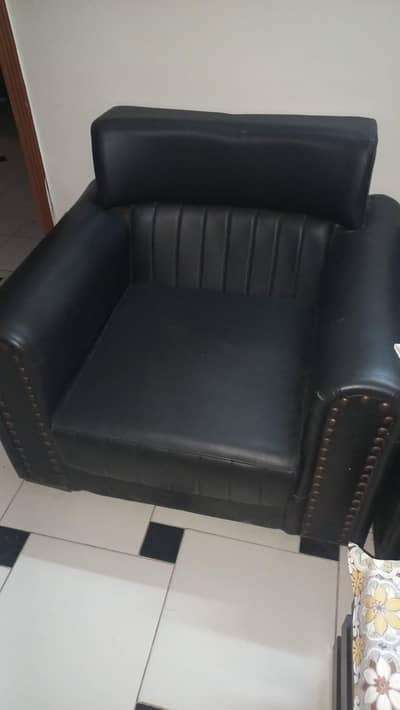 2 black leather full size sofa for sale