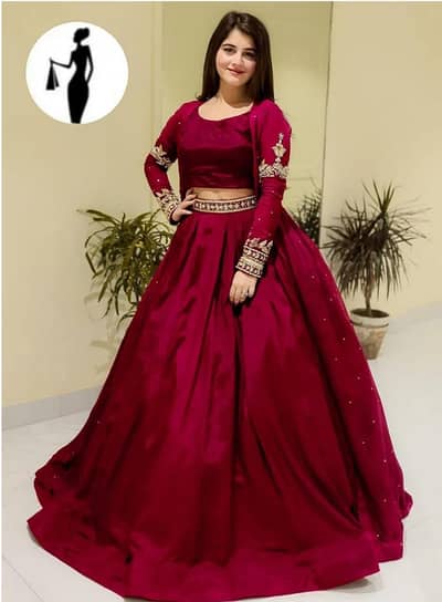 Luxurious Maroon Shamoz Silk 3-Piece Gown Suit — New, Size M"*