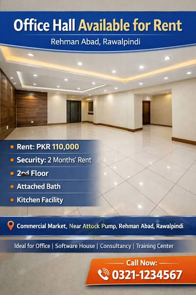 Hall Available for Rent Prime Location in Satellite Town, Rawalpindi!