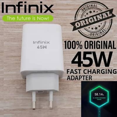 infinix 45w original charger with cable available for sell