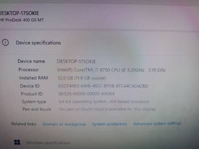 HP Prodesk 400 Core i7 – 8700 3.2GHz 8th Generation
