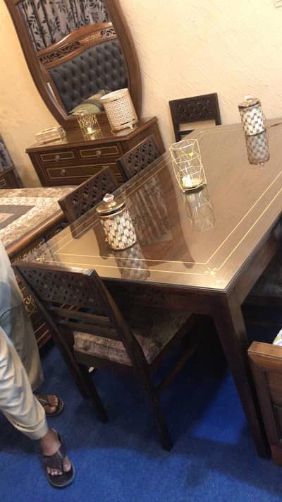 6 chairs solid wood dining table