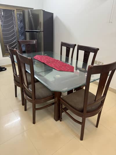 6 chairs pure wood dinning table