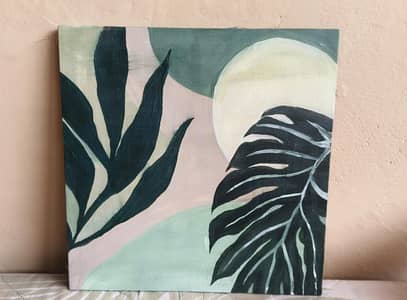 Abstract botanical canvas art work