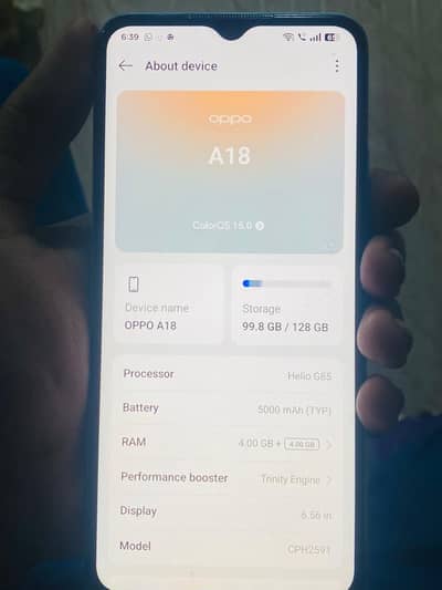 Oppo a18 all ok