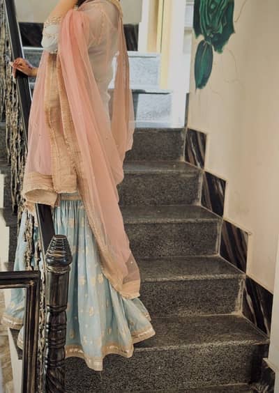 Elegant Sky Blue & Blush Pink Wedding Wear | 3-Piece Suit