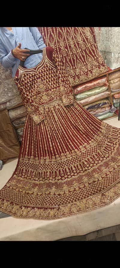 Heavy bridal Lehenga maroon and gold  - only worn 2 hours -Excellent