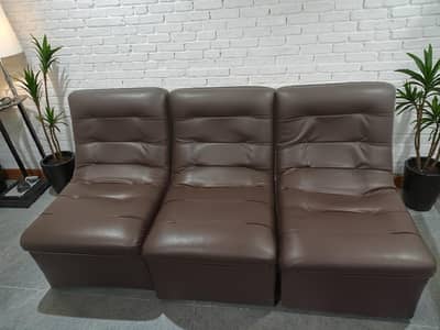 Premium Chocolate Brown 3-Seater Modular Sofa -