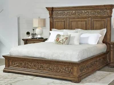 Solid Wood Bed Set with Side Tables | New