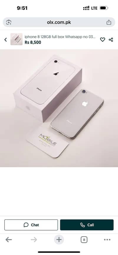 iphone 8 256GB full box Whatsapp no 03222352063