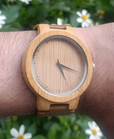 Bamboo Wooden Mens Watch with original leather strap