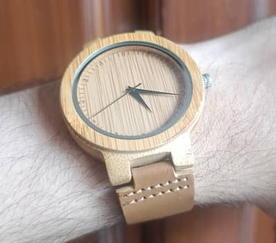 Bamboo Wooden Mens Watch with original leather strap