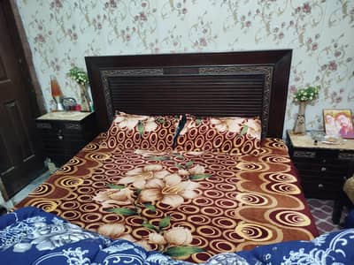Bed with side tables & dressing for sale