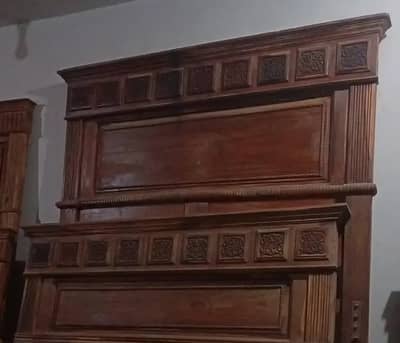 Urgent Sale Wooden bed set with side tables and dressing table, (kora)