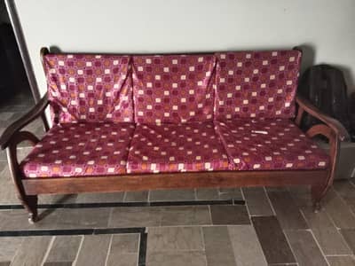 Urgent Sale - 5 Seater Solid Wooden Sofa Set (Good Condition)