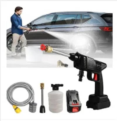 Rechargeable Portable Pressure Washer Gun | Double Battery | Car Bike