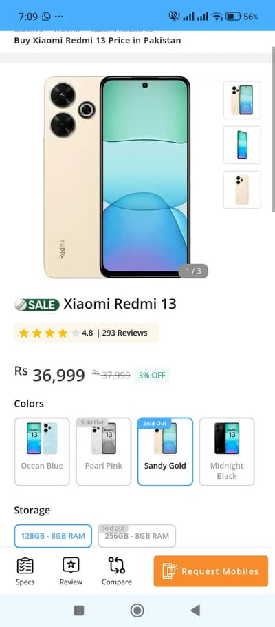 Redmi 13 Sandy Gold 8 128 11 month warranty avail