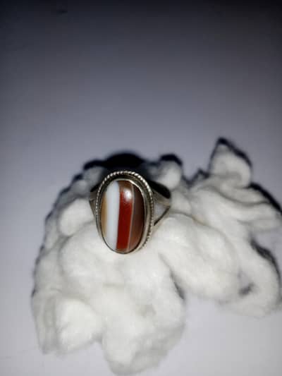 Sulmani aqeeq Chandi Ring