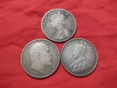 British India Silver Antique Coins – Lot of 3 (Rare Collection)