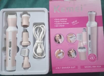 Kemei KM-3024 4 in 1 Rechargeable Shaver, Body and face Hair remover