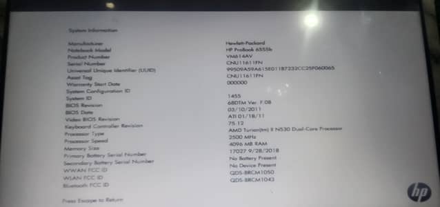 HP ProBook Mode  6555b