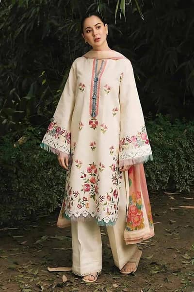 ​Luxury 3-Piece Unstitched Embroidered Lawn Suit