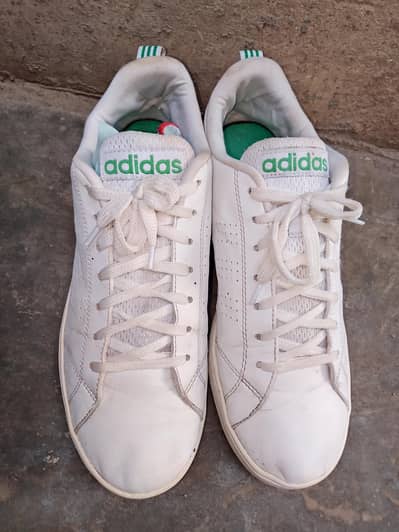 Adidas White & Green Sneakers (Classic Style) [UK 8]