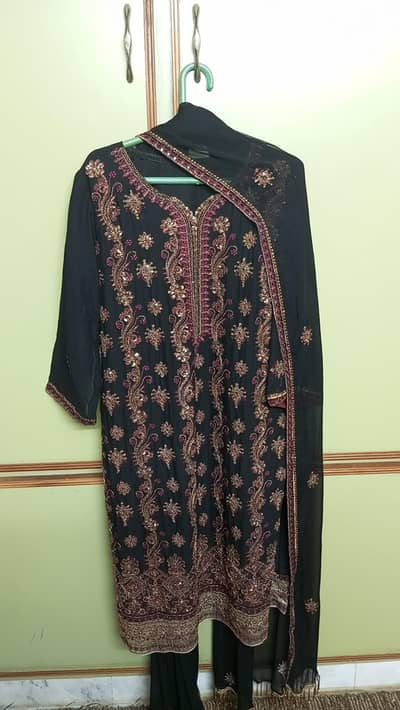 black moti work dress