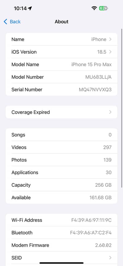 Iphone 15 pro max non pta dual e sim 88 battery geniune