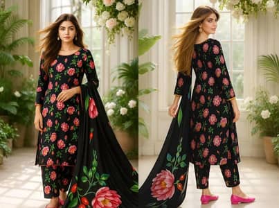 3 Pcs Women's Unstitched Printed Suit
