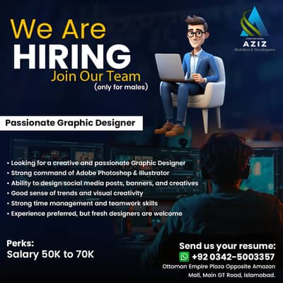 Graphic Designer Hiring full time only for male office base.