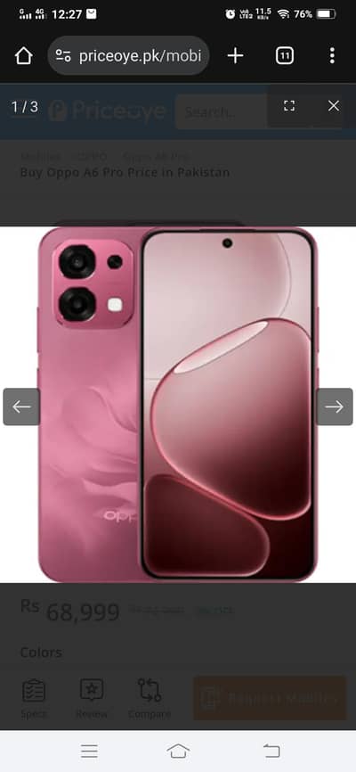 Oppo A6 Pro 8GB 256GB New phone only Box open Red rose colore