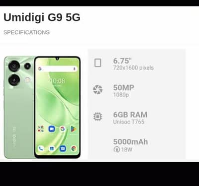 umidigi g9 5g ready 6-128gb PTA APPROVED