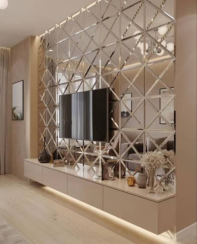 Mirror wall / Glass wall/ Dimand cut glass wall/ Frameless Mirror Wall